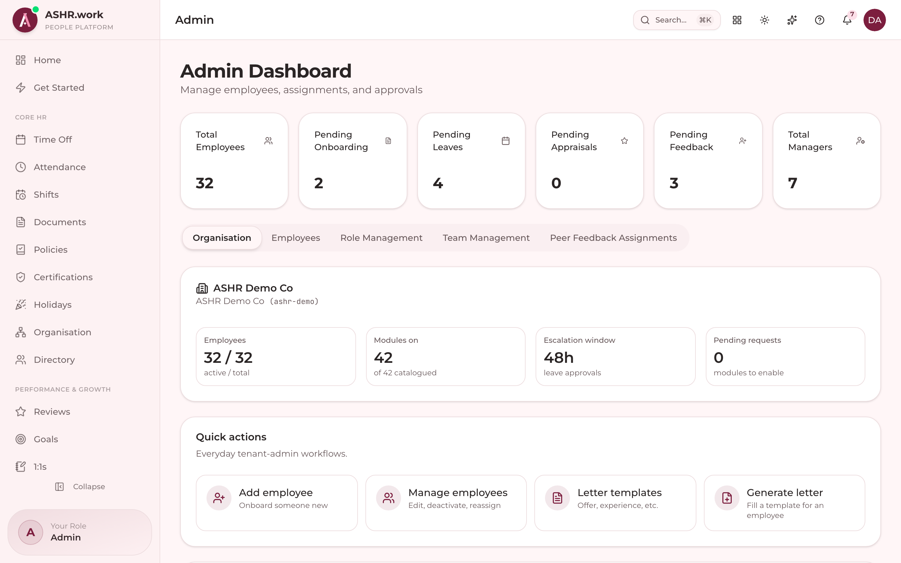 Module visibility — turning modules on and off for the workspace.