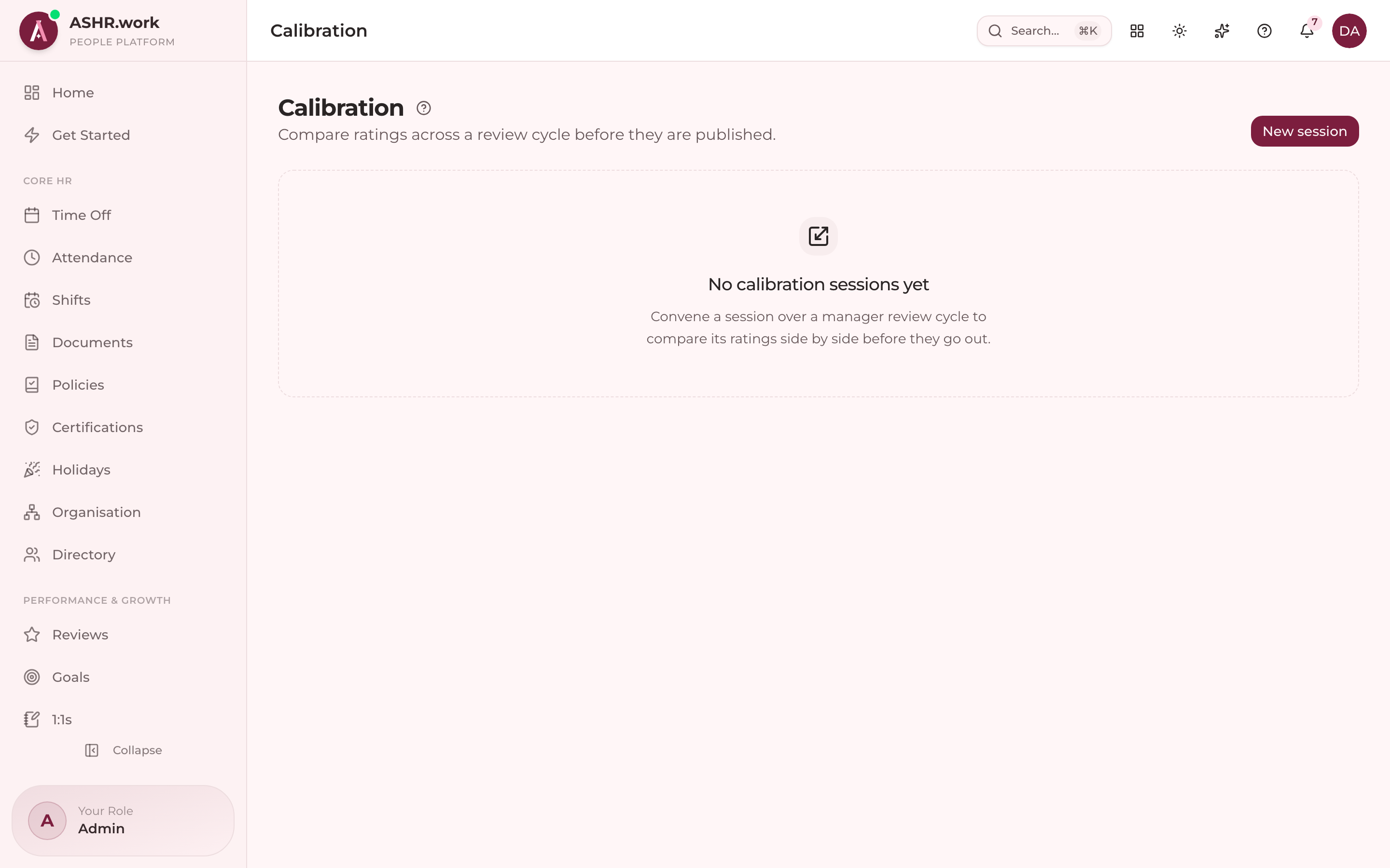 What a calibration session records, and who can see it.