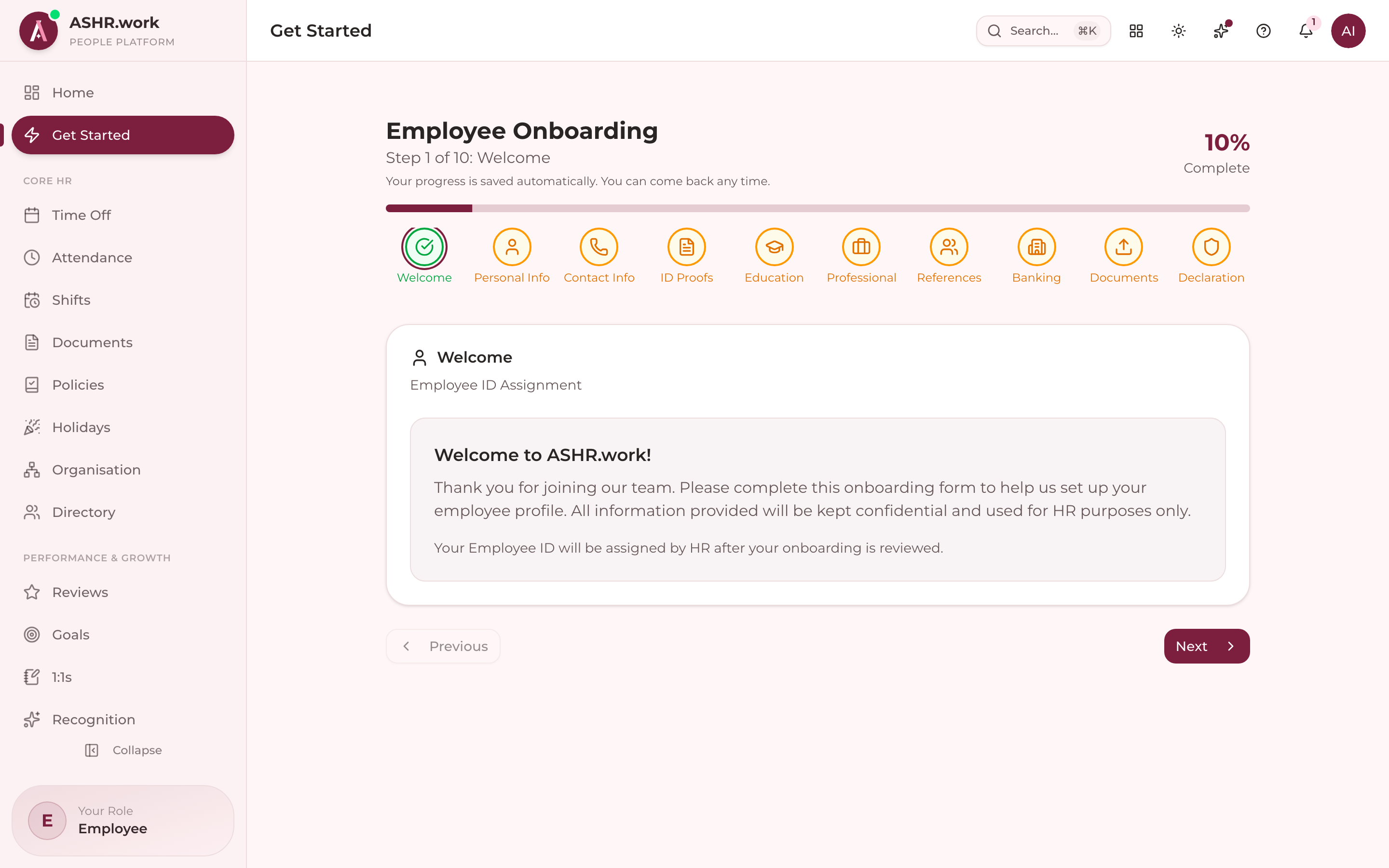 A new employee's onboarding form.