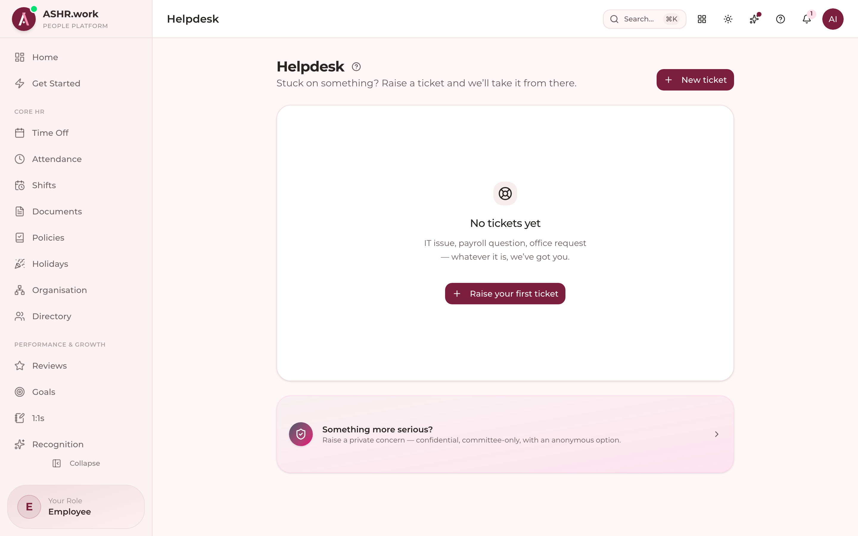 Raising a helpdesk ticket.