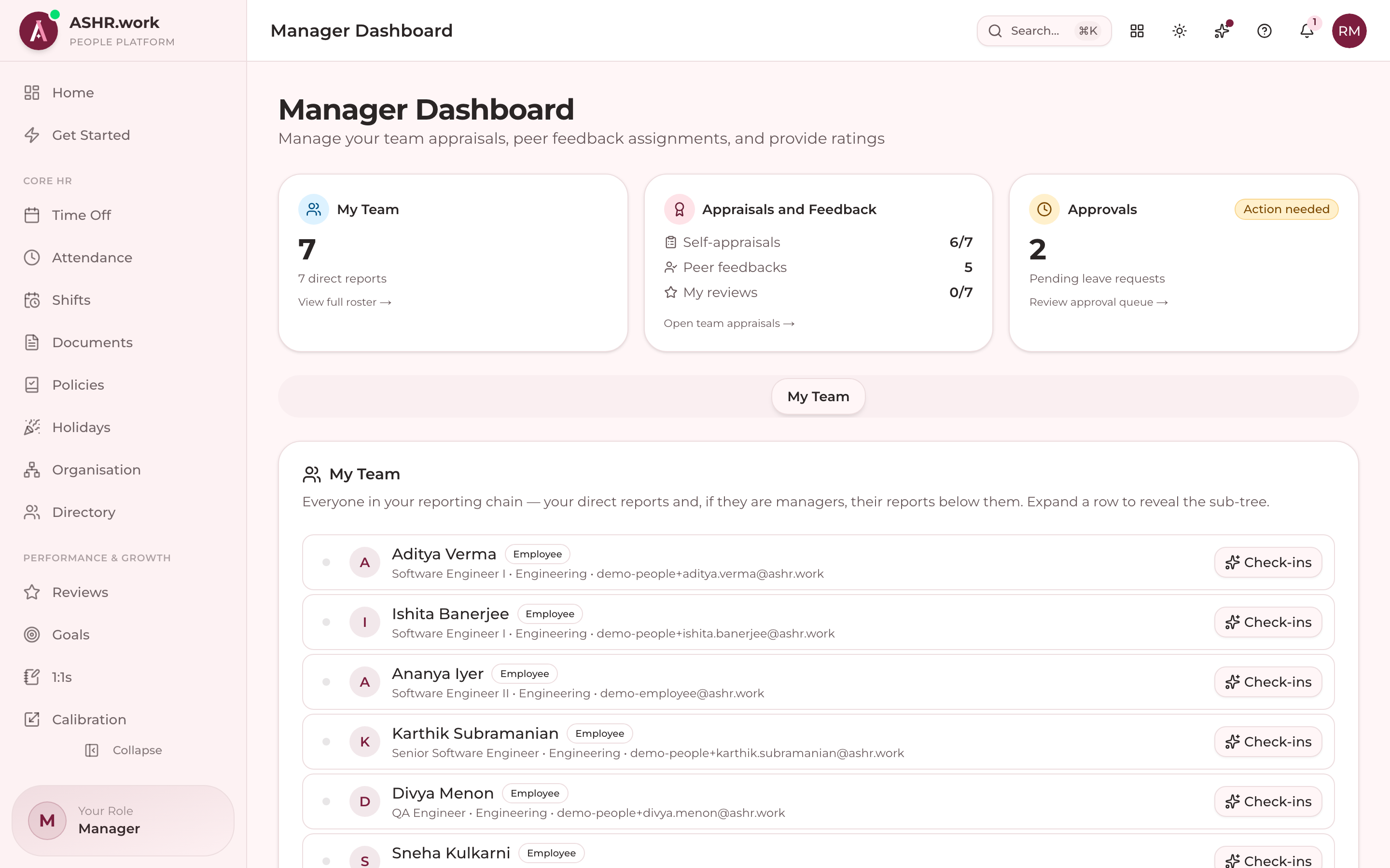 The manager dashboard.