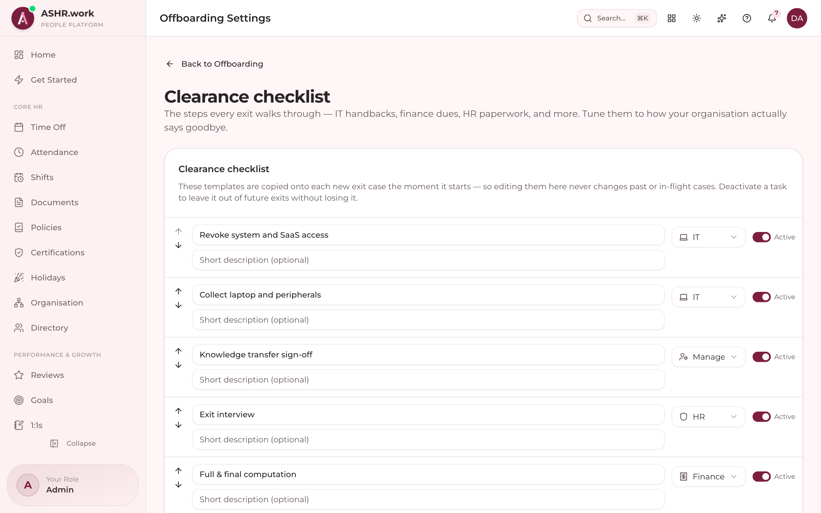 Configuring the offboarding workflow.