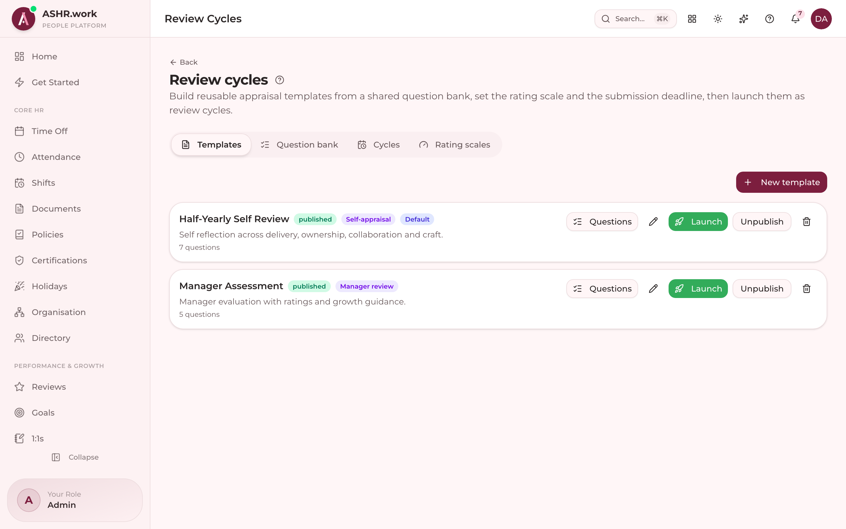 Building a review cycle — scope, windows and participants.